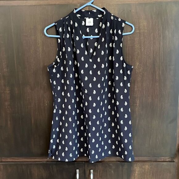 CAbi Memento Blouse Blue & White XS #3435 - Picture 2 of 5